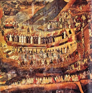 Pintura anónima japonesa que representa a los mártires cristianos de Nagasaki, entre los que se encontraba Martín de la Ascensión